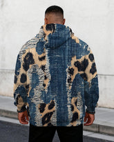 Big & Tall Men's Faux Leopard Denim Graffiti-Print Hoodie